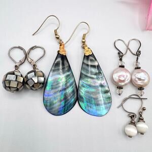 Shell Pearl MOP Mother Of Pearl Earring Lot Mermaidcore Sirencore Beachy Vaca